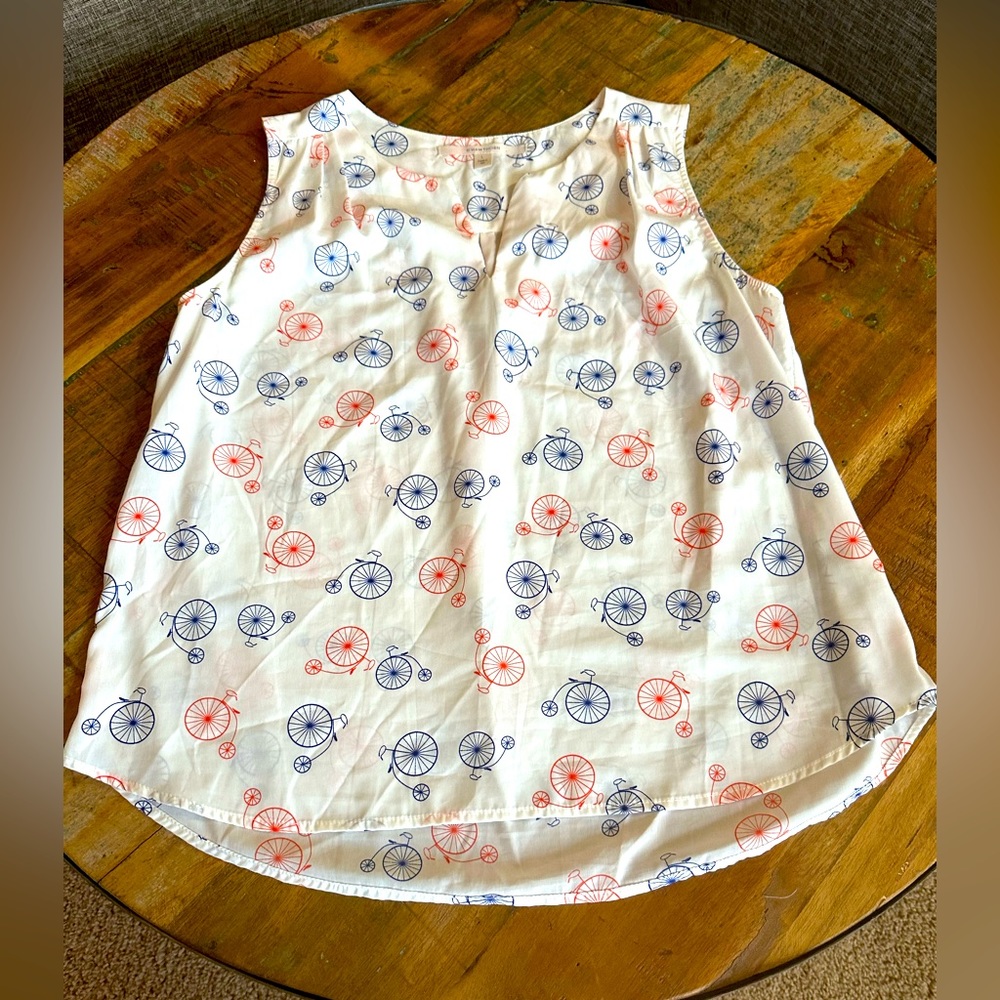Cute sleeveless blouse with vintage bicycle print